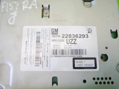 Radio CD 400 22836293 UZZ OPEL ASTRA J IV 09-12