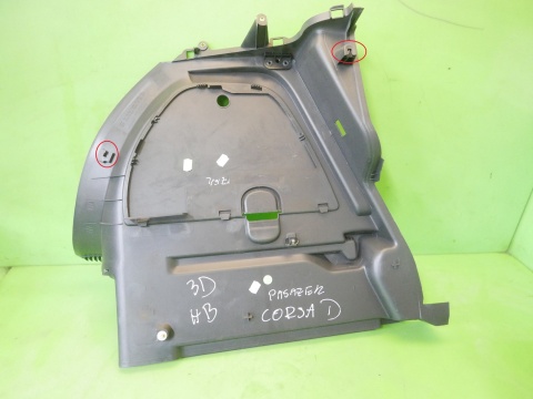 Boczek bagażnika prawy mocowanie półki OPEL CORSA D 3D HB 06-11