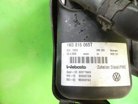 Webasto dogrzewacz silnika thermo top v 1K0815065T VW TOURAN I 1T 1.9 TDI Webasto dogrzewacz silnika thermo top v 1K0815065T VW TOURAN I 1T 1.9 TDI