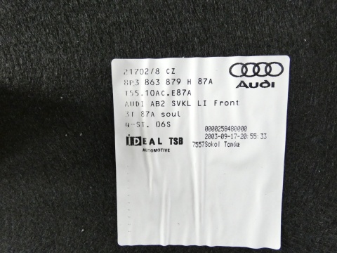 Boczek tapicerka bagażnika lewy mocowanie półki AUDI A3 8P HB 3D 03-05