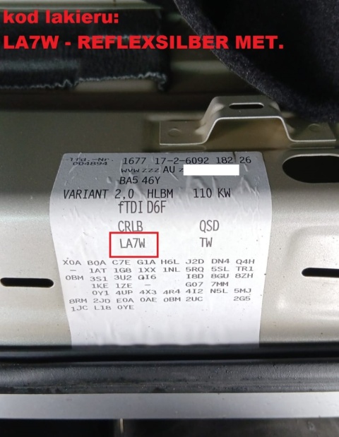 Klamka zewnętrzna lewa przód LA7W VW GOLF VII 5D 12-16