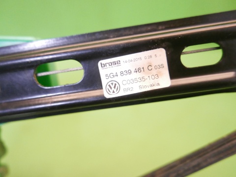 Mechanizm podnośnik szyby lewy tył 5G4839461C VW GOLF VII 5D 12-16