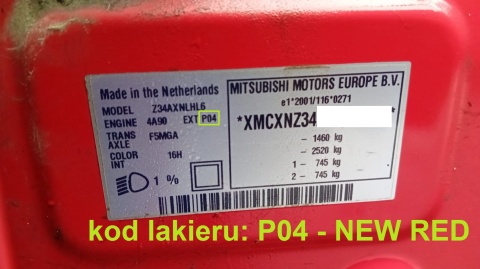 Drzwi lewe tył tylne P04 MITSUBISHI COLT VI Z30 CZ5 HB 5D 04-08