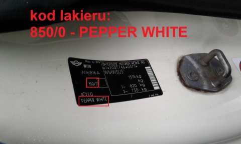 Drzwi lewe przód 850/0 pepper white MINI COOPER R56 3D HB 06-10