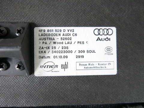 Podłoga dywan wykładzina bagażnika 4F9861529D AUDI A6 C6 AVANT KOMBI 08-11