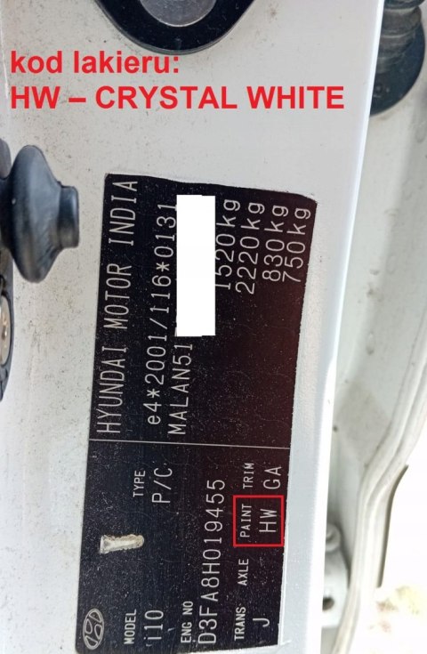 BŁOTNIK PRAWY TYŁ TYLNY POSZYCIE HW HYUNDAI I10 I PA 07-10 BŁOTNIK PRAWY TYŁ TYLNY POSZYCIE HW HYUNDAI I10 I PA 07-10